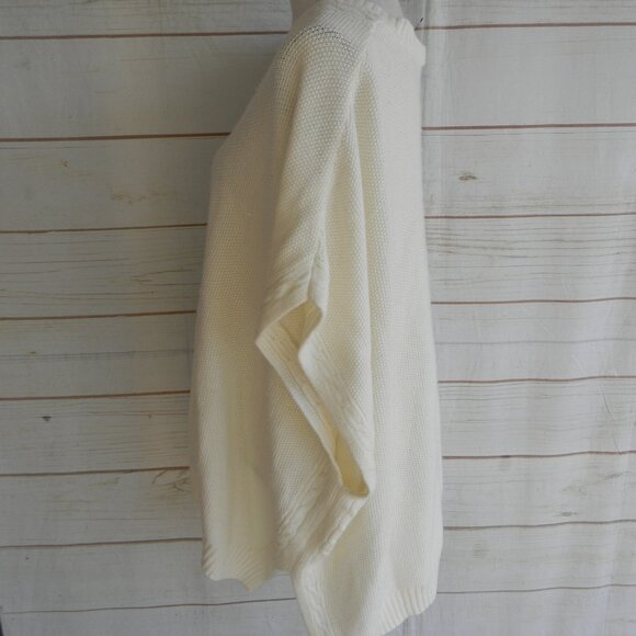 Talbots Cream V-NECK  Knit Cable Poncho SZ M - Picture 2 of 4